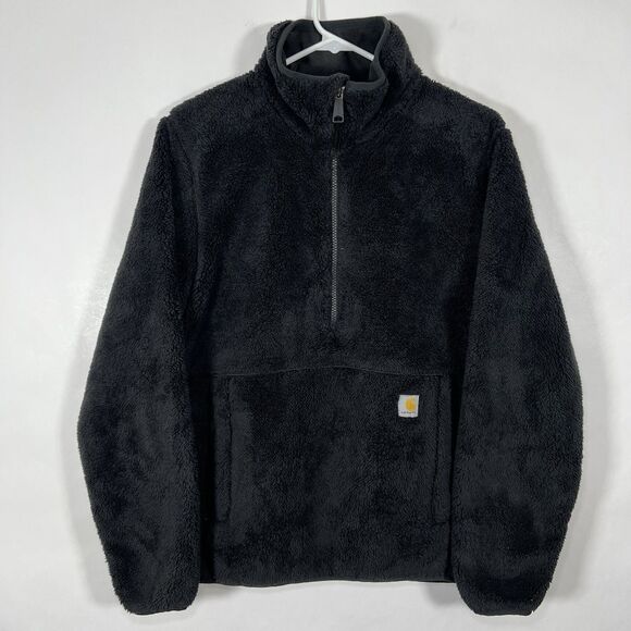 Carhartt Loose Fit Half 1/2 Zip Sherpa Fleece Pullover Womens Size Small Black - Picture 1 of 12